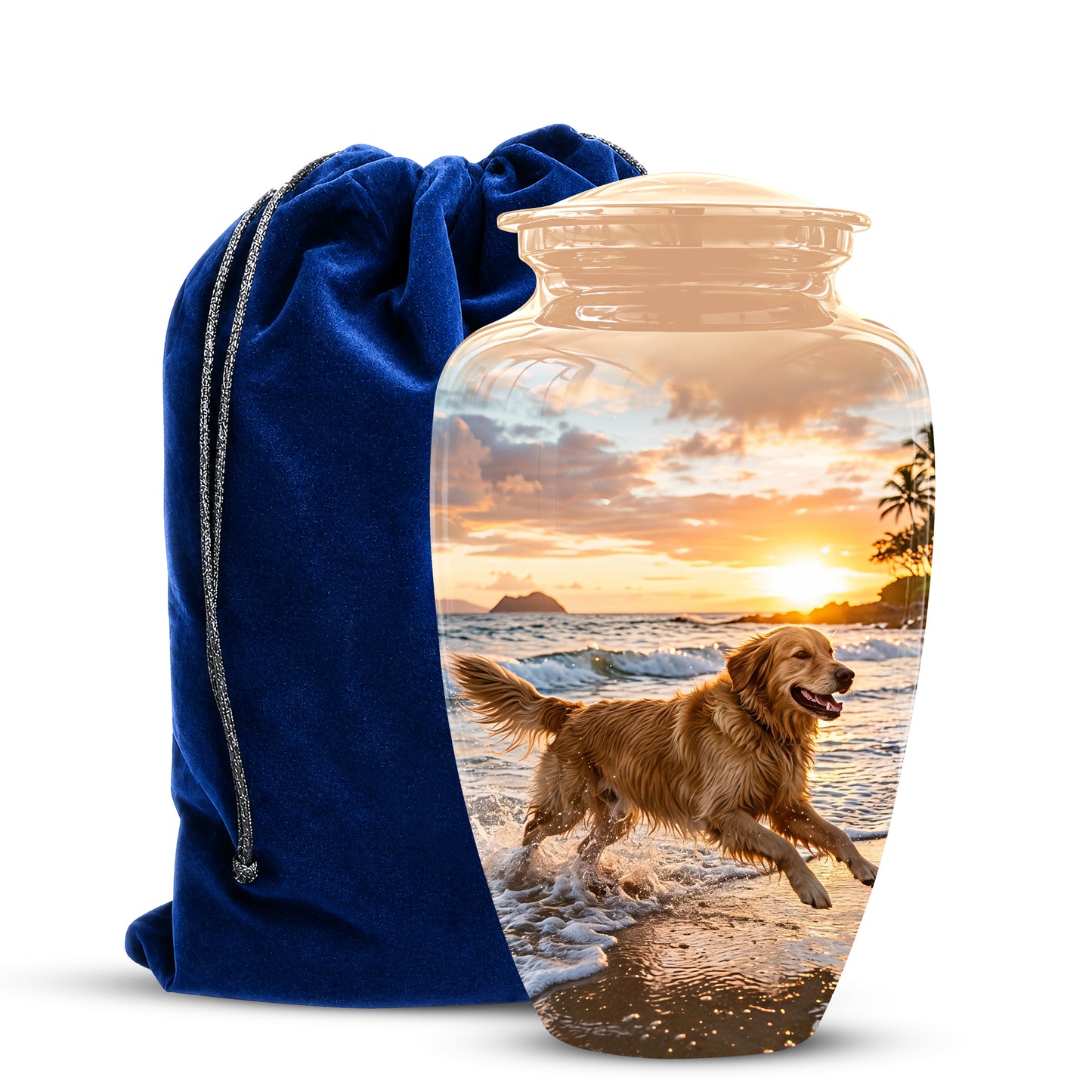 Golden Retriever Themed Urn - Personalized Memorial Urns For Pet Dog