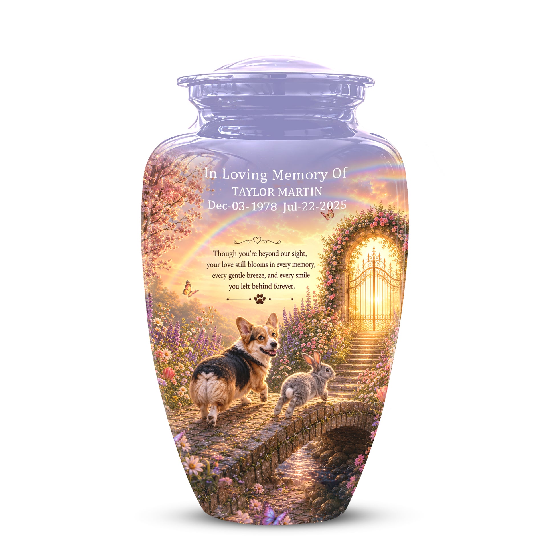 Rainbow Bridge Pet Memorial Urn – Personalized Urn For Dog & Cat