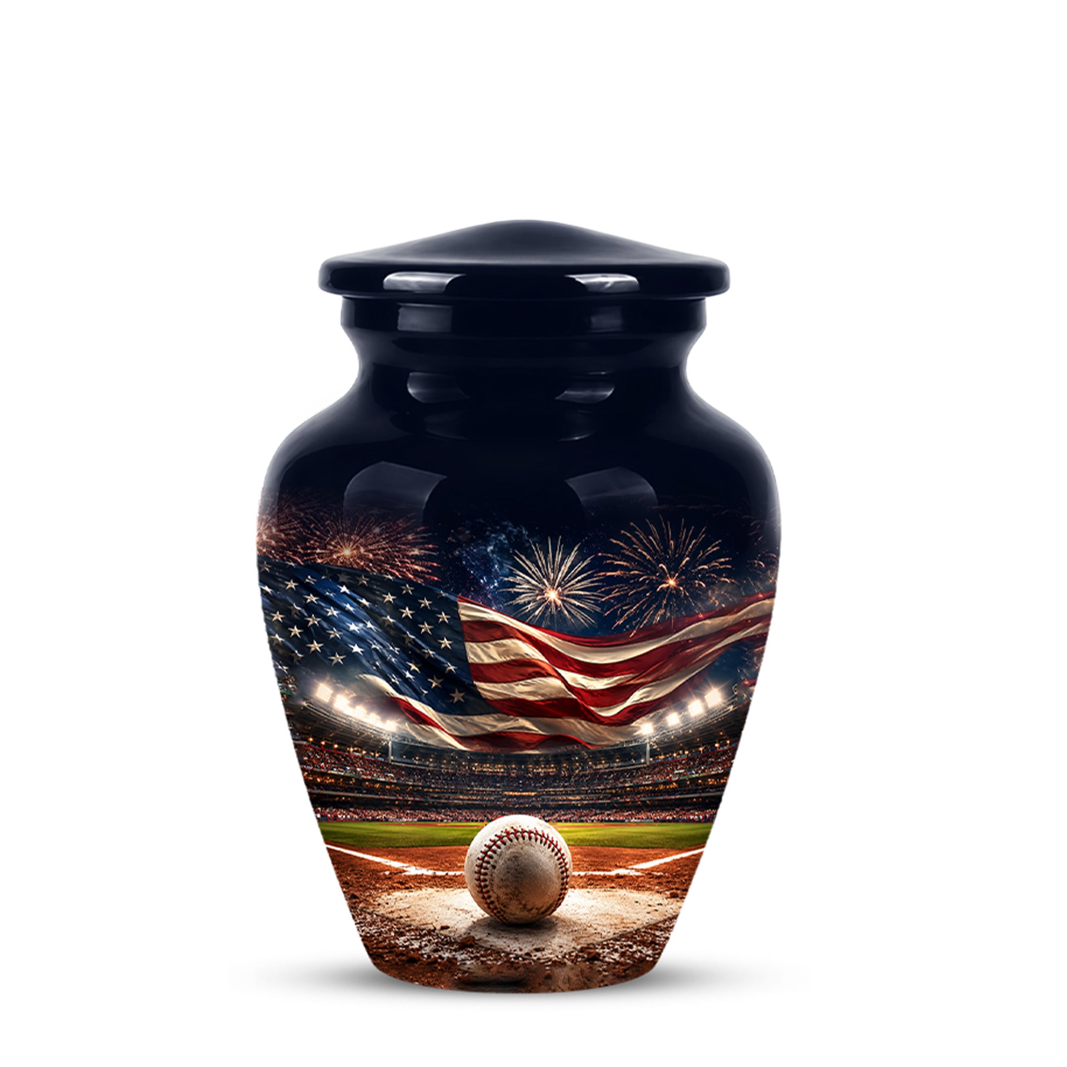 Personalized Baseball Urn with American Flag – Patriotic Urn for Human Ashes