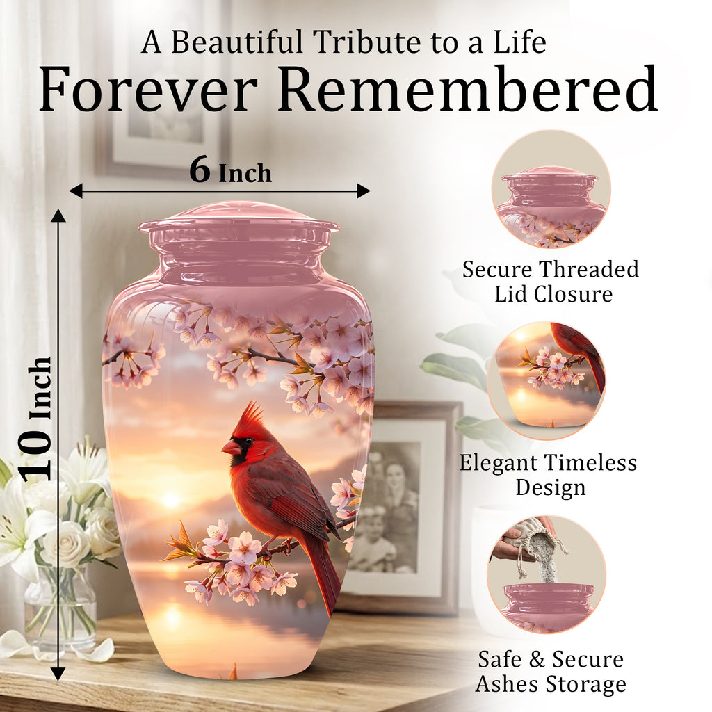Cardinal Bird Themed Urn - Beautiful Memorial Urns For Spiritual Ashes