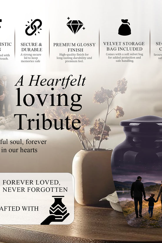 Dad, Son & Mom Cremation Urn - Artistic Night Burial Urns For Human Ashes