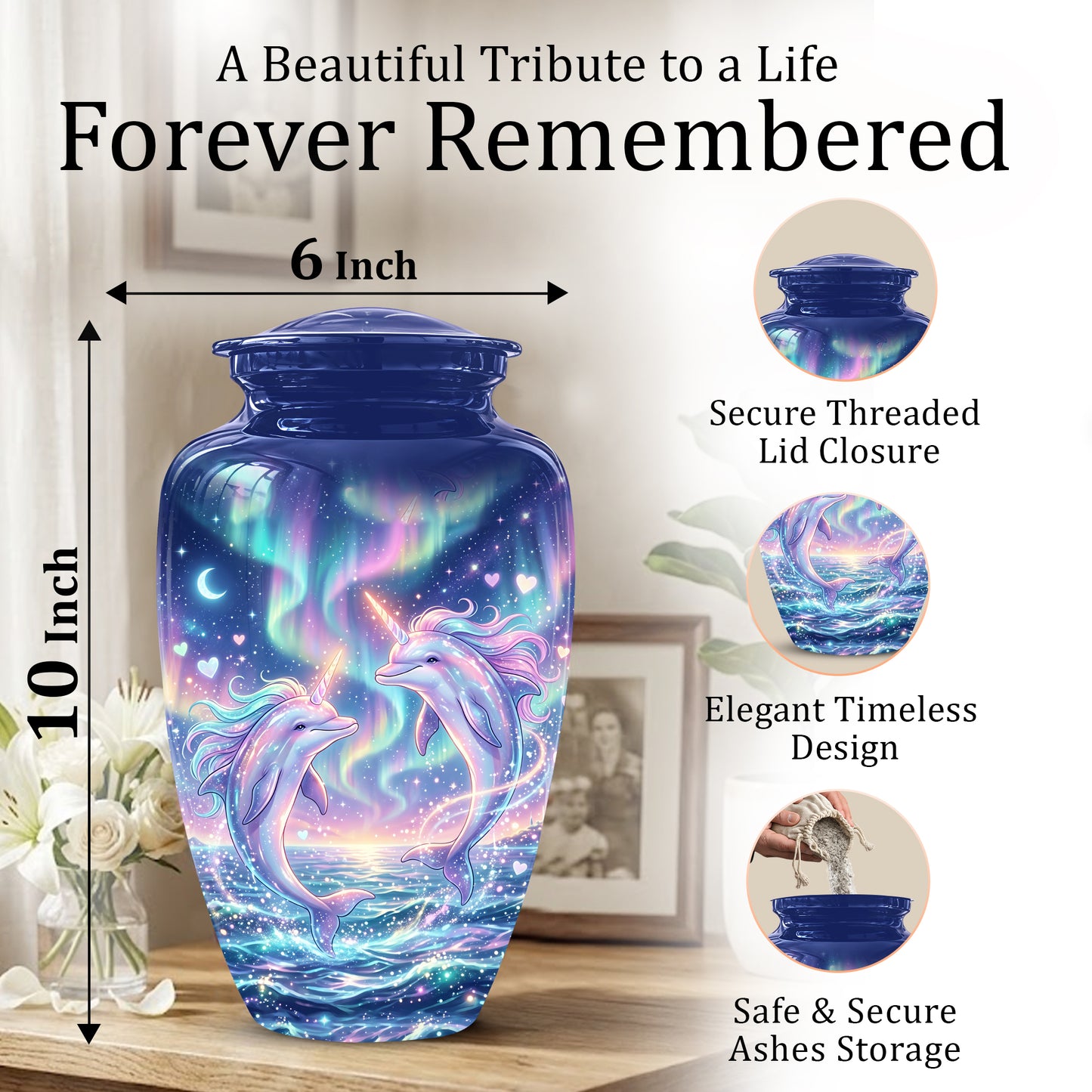 Baby Dolphin Cremation Urn - Personalized Artistic Urns For Human Ashes