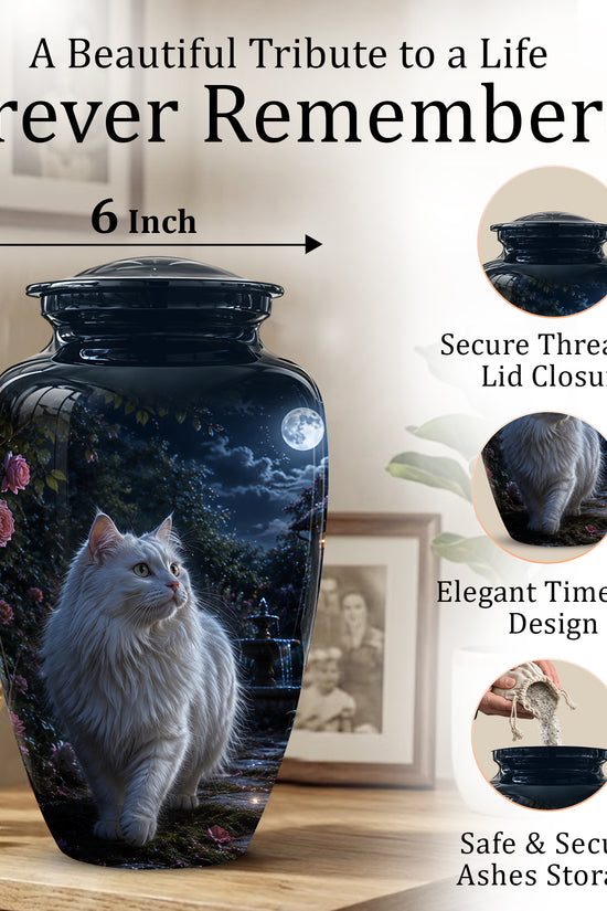 Beautiful White Cat Cremation Urn -  Personalized Handcrafted Pet Urns