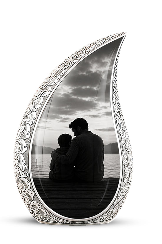 Handcrafted Father Memorial Urn - Black Personalized Urn For Dad Ashes