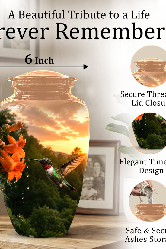 Hummingbird Memorial Urn - Custom Sunset Scenic Urns For Human Ashes