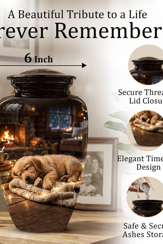 Dog Puppy Cremation Urn - Resting Eternal Memorial Urns For Pet Ashes