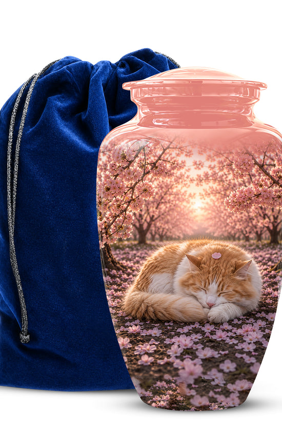 Orange Sleeping Cat - A Peaceful Resting Tribute Urns For Pet Ashes