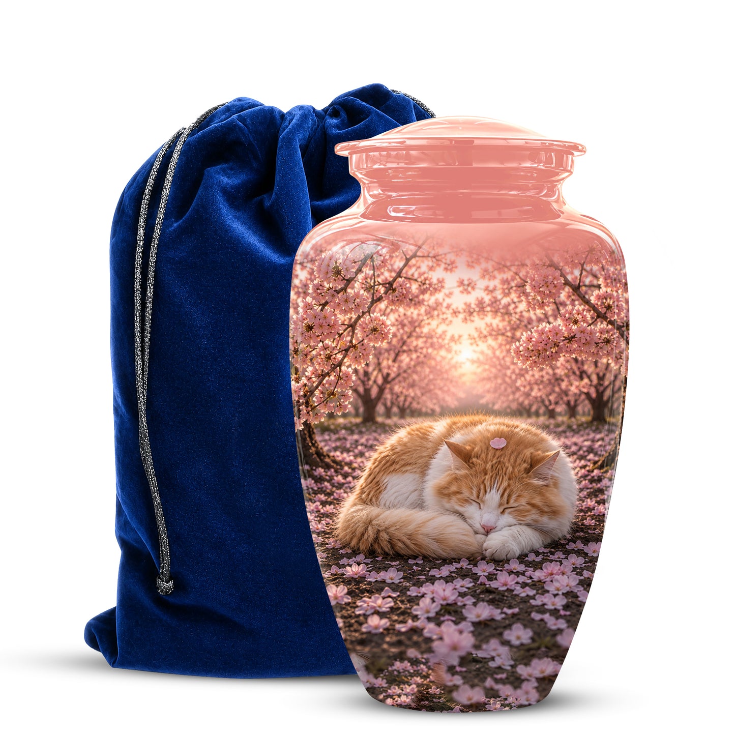 Orange Sleeping Cat - A Peaceful Resting Tribute Urns For Pet Ashes