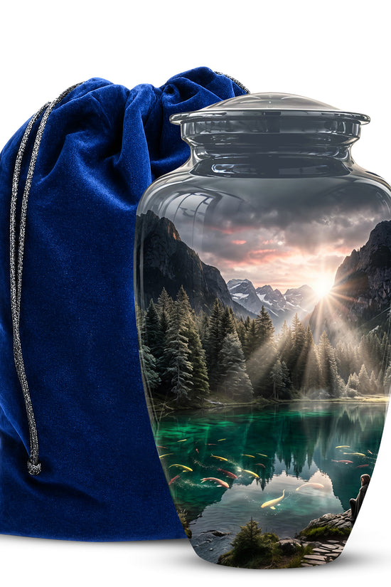 Mountain Lake Cremation Urn - Elegant Nature Urns For Human Ashes