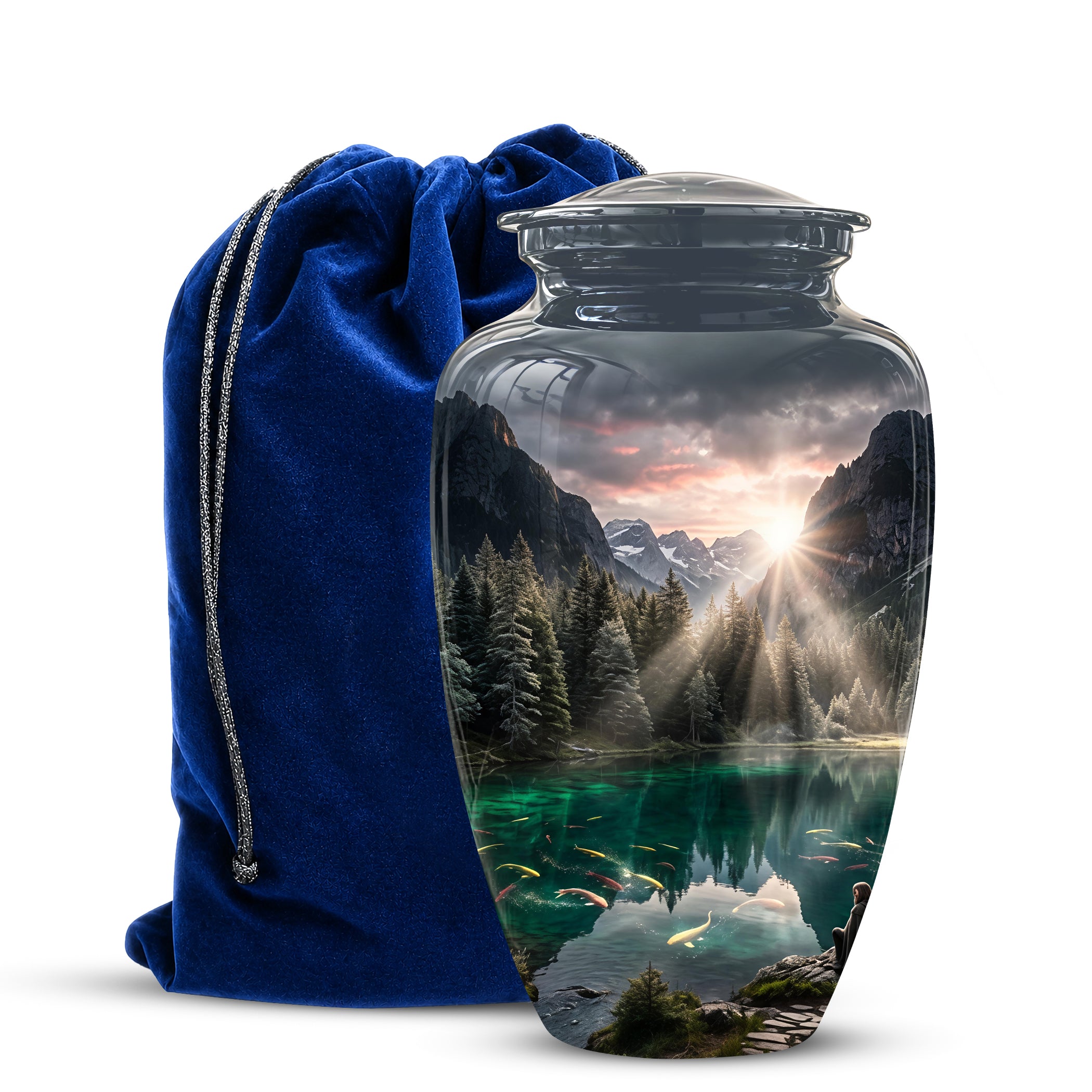 Mountain Lake Cremation Urn - Elegant Nature Urns For Human Ashes
