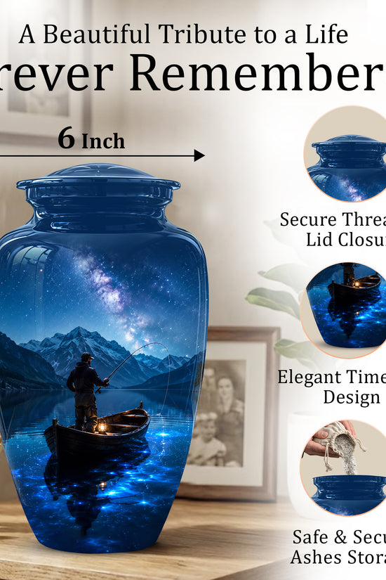 Fisherman Memorial Urn - Night Fishing Urns For Men & Women Ashes