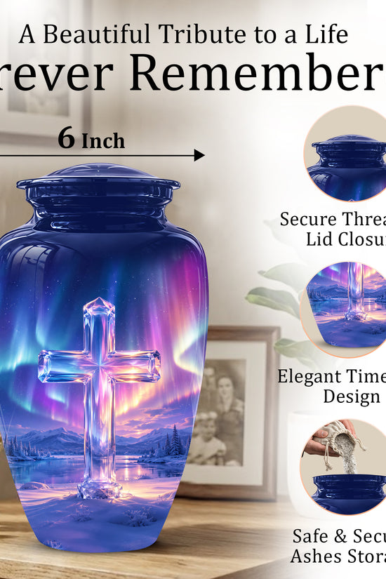 Celestial Cross Cremation Urn for Ashes – Peaceful Tribute Memorial Urn