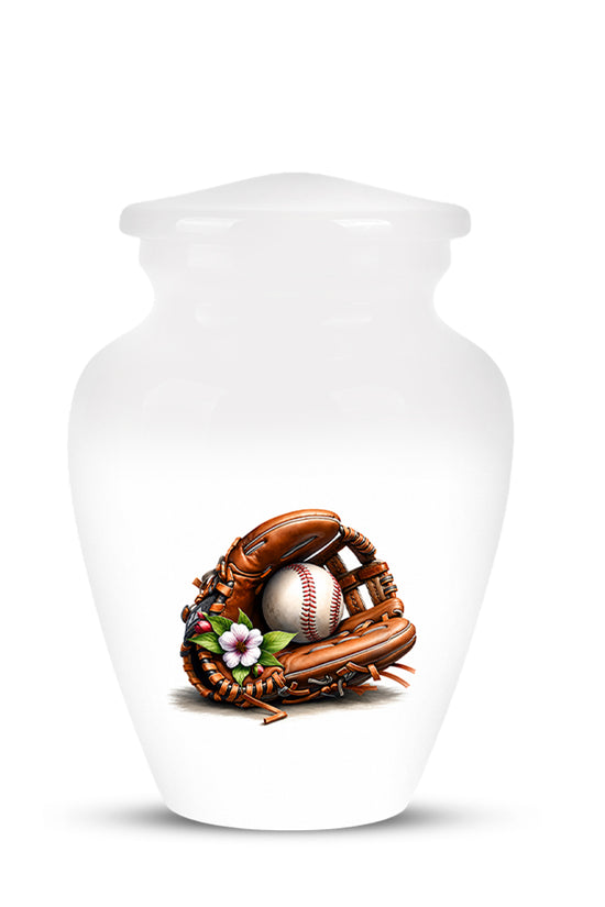 Baseball Gloves  & Ball Cremation Urn - Custom White Funeral  Urns