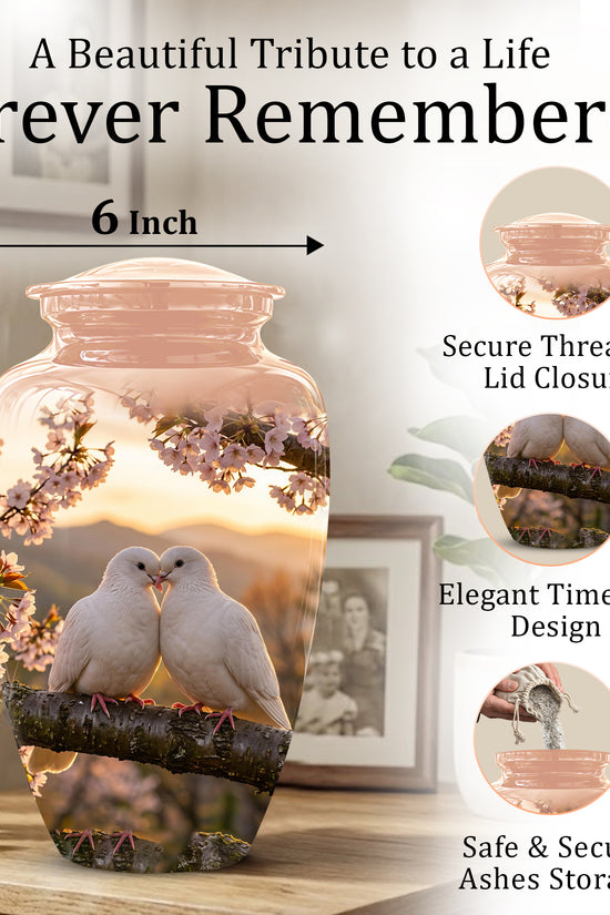 White Couple Dove - Peaceful Memorial Urns To Tribute Lover's Ashes