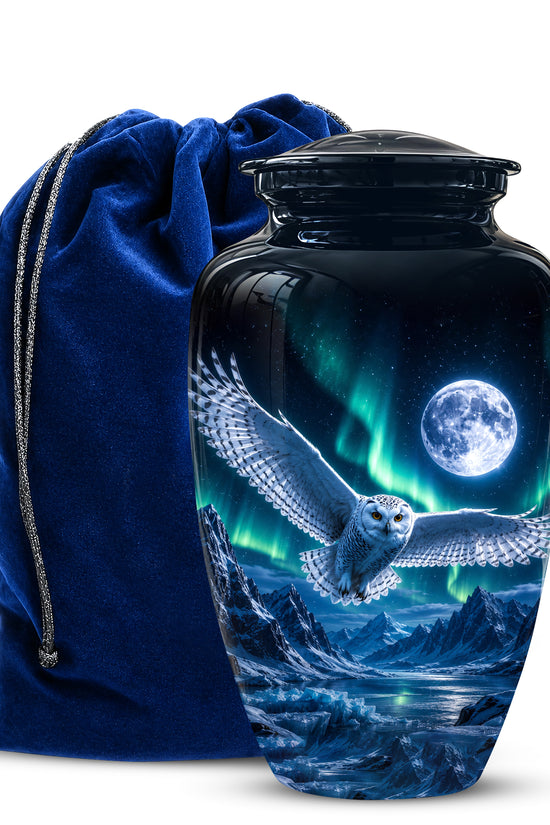 Flying Owl Adult Memorial Urn - Artistic Handcrafted Burial Urns For Ashes