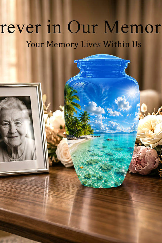 Beach Themed Memorial Urn - Beautifully Handcrafted Urns For Human Ash