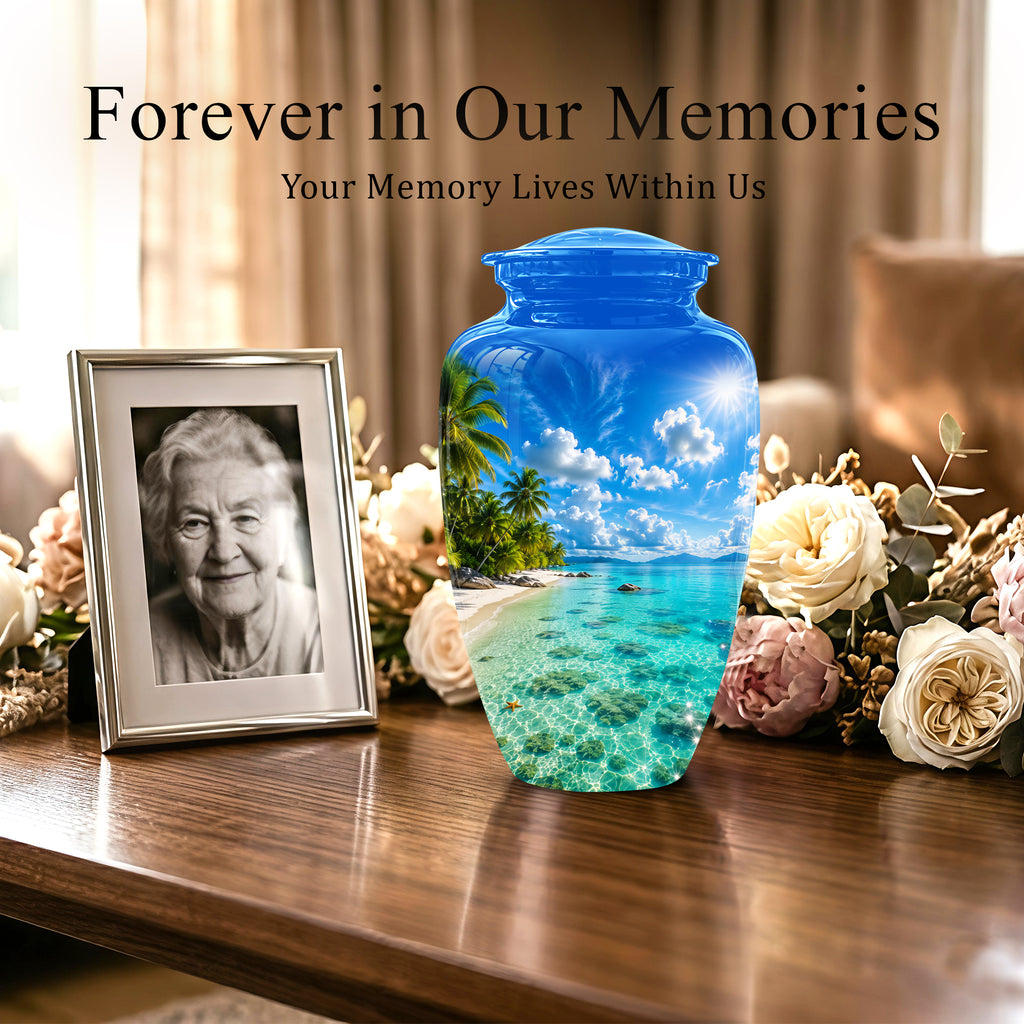 Beach Themed Memorial Urn - Beautifully Handcrafted Urns For Human Ash