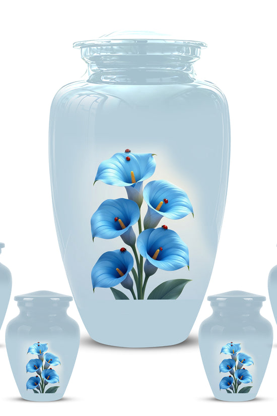 Personalized Blue Orchid Cremation Urn - Beautiful Urns For Women Ashes