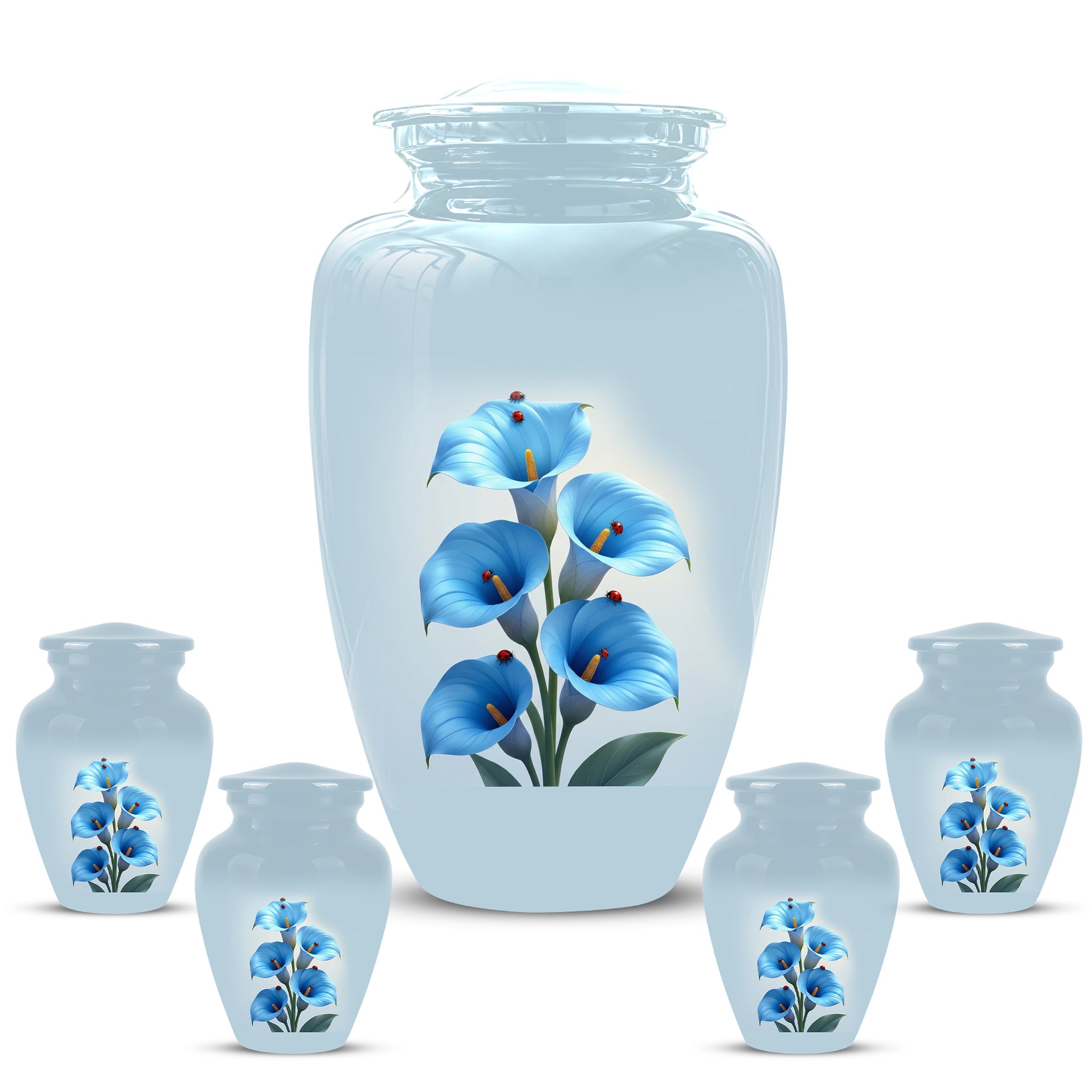 Personalized Blue Orchid Cremation Urn - Beautiful Urns For Women Ashes