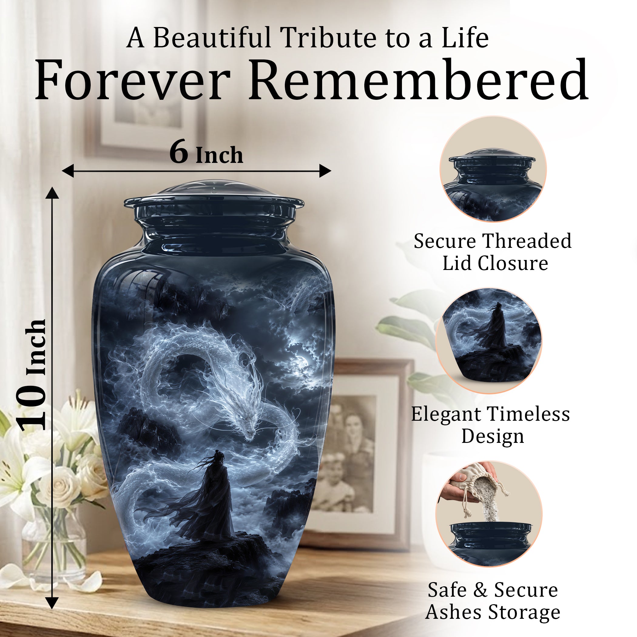 Dragon Cremation Urn - Mythical Dragon Memorial Urns For Human Ashes