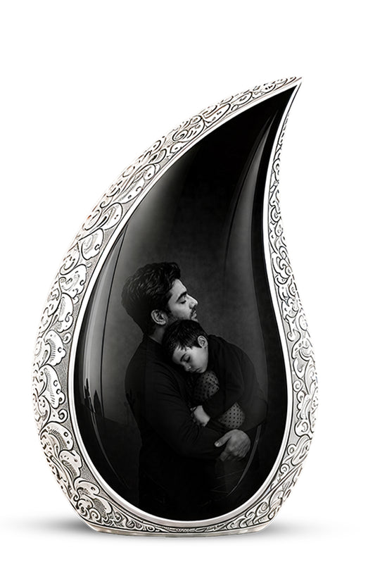 Black Father & Son Memorial Urn - Custom Cremation To Tribute Dad Ashes