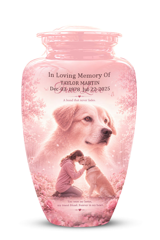 Pink Pet Dog Memorial Urn – Dog Burial Urn for Pets Ashes