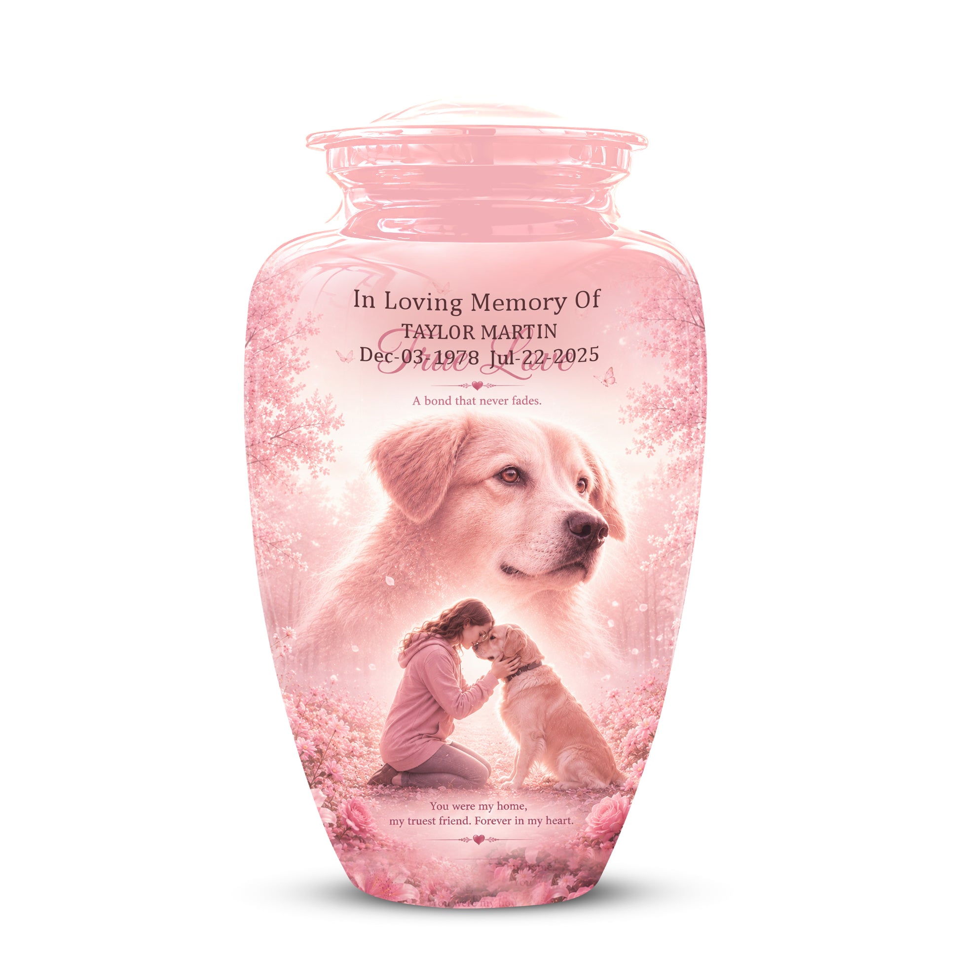 Pink Pet Dog Memorial Urn – Dog Burial Urn for Pets Ashes