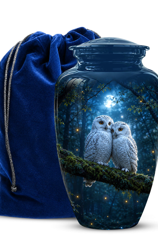 Starry Night Couple Owl Funeral Urn - Owl Funeral Urns For Loved Ones