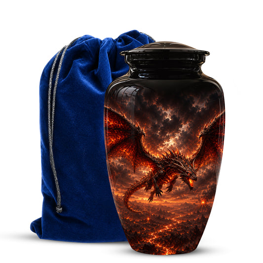Dragon Fire Cremation Urn - Artistic Mythical Burial Urns For Human Ashes
