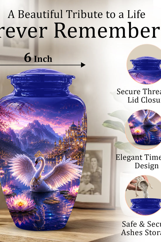 Swan Lake Fantasy Urn - Majestic Burial Urns For Loved Ones Ashes