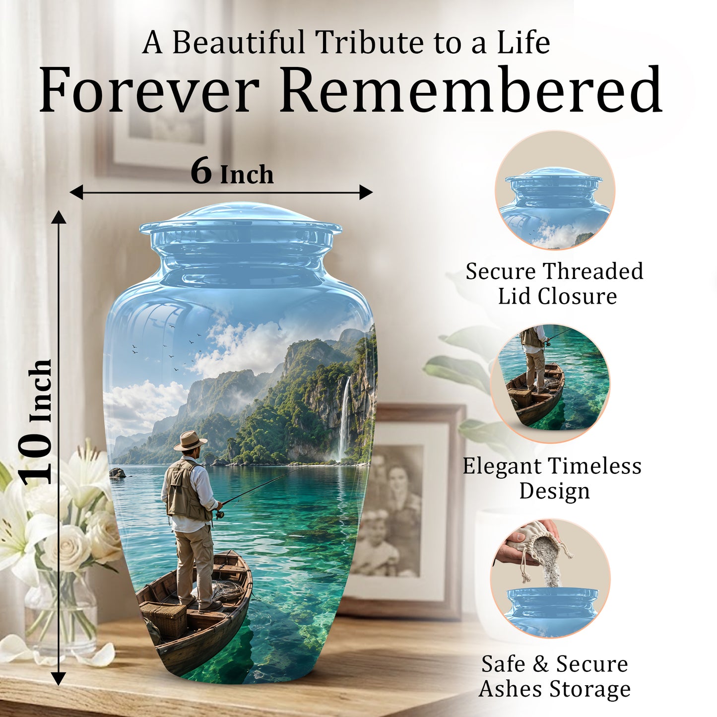 Fishing Boat Memorial Urn - Artistic Landscape Urns For Human Ashes