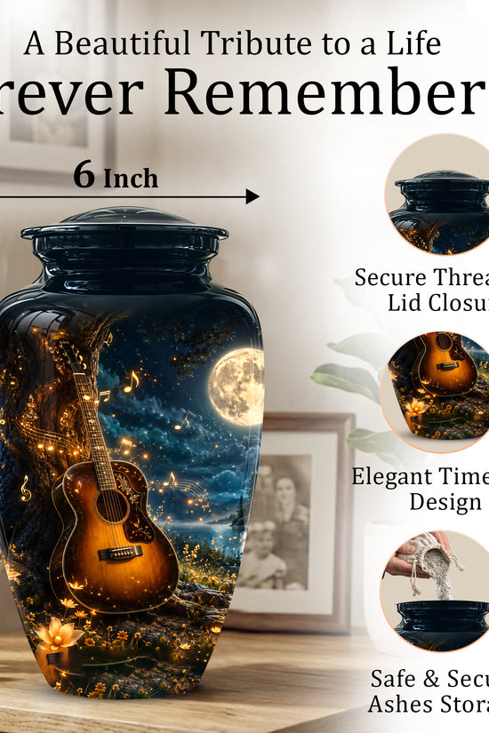 Artistic Guitar Cremation Urn - Starry Night Keep Urn For Music Lovers