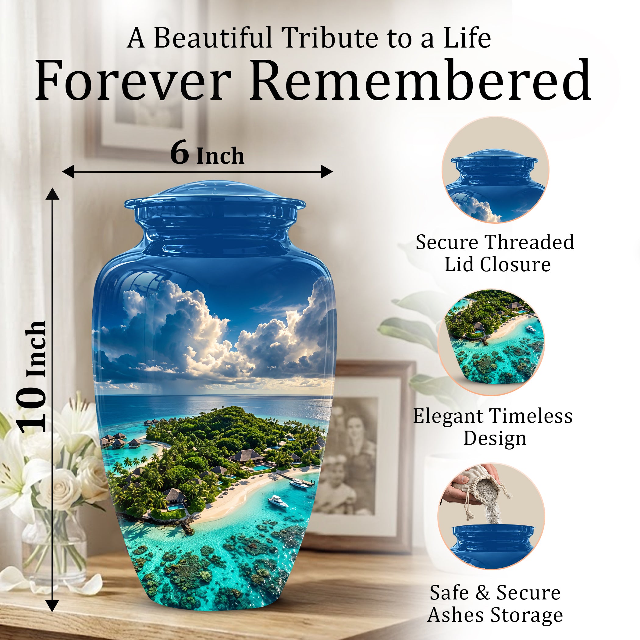 Beach Urns For Human Ashes - Custom Eternal Peaceful Tribute Urns