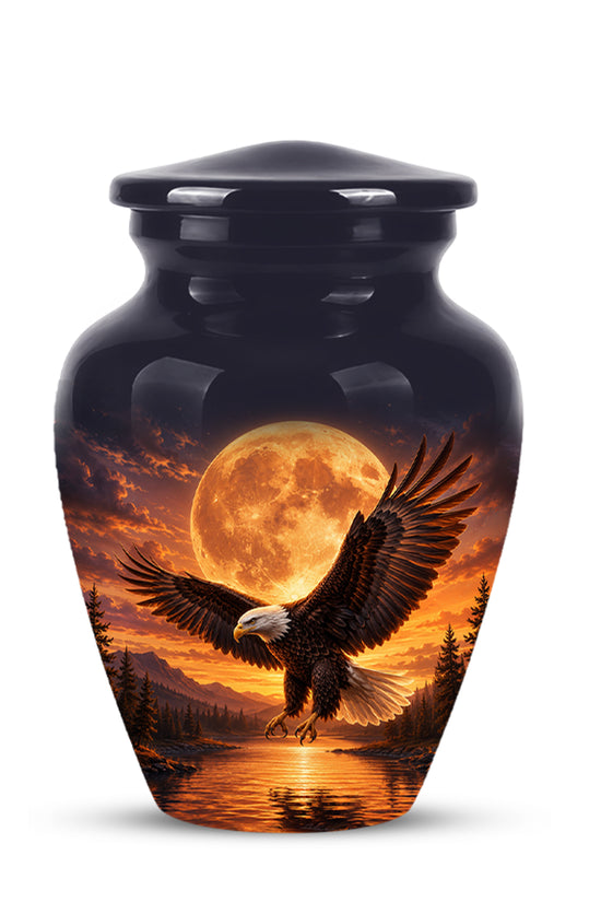 Personalized Flying Eagle Cremation Urn - Celestial Moon Memorial Urns