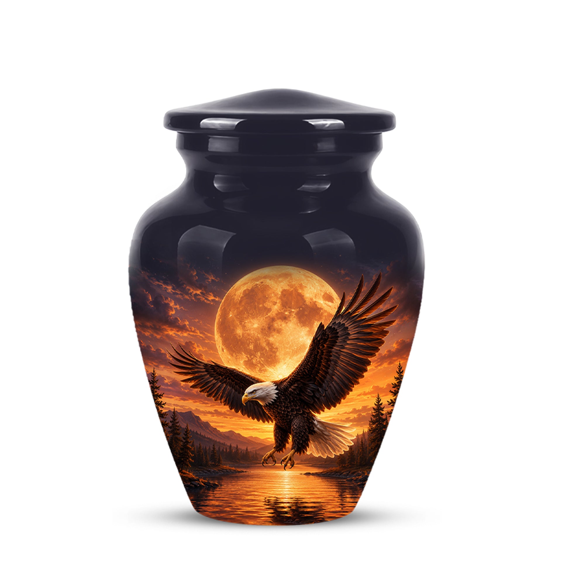 Personalized Flying Eagle Cremation Urn - Celestial Moon Memorial Urns