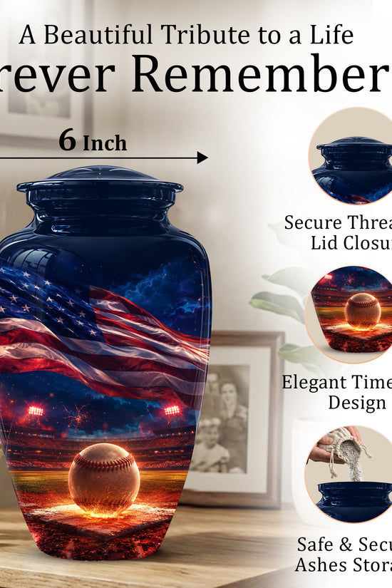 Baseball With American Flag - Custom Baseball Urns For Patriotic Human