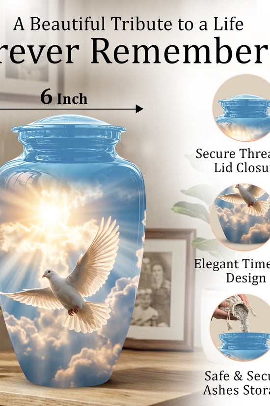White Dove Bird Themed Urn - Custom Handcrafted Memorial Urns For Ashes