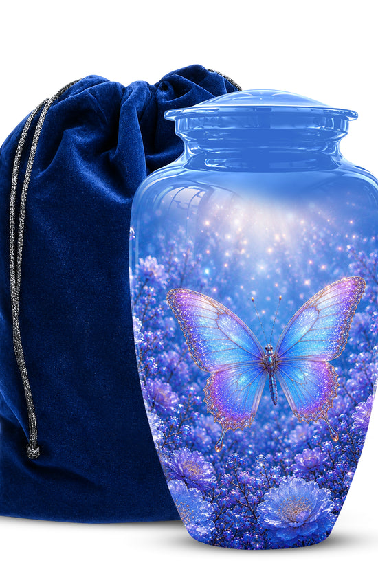 Heavenly Butterfly Memorial Urn - Blue Butterfly Urns For Women Ashes