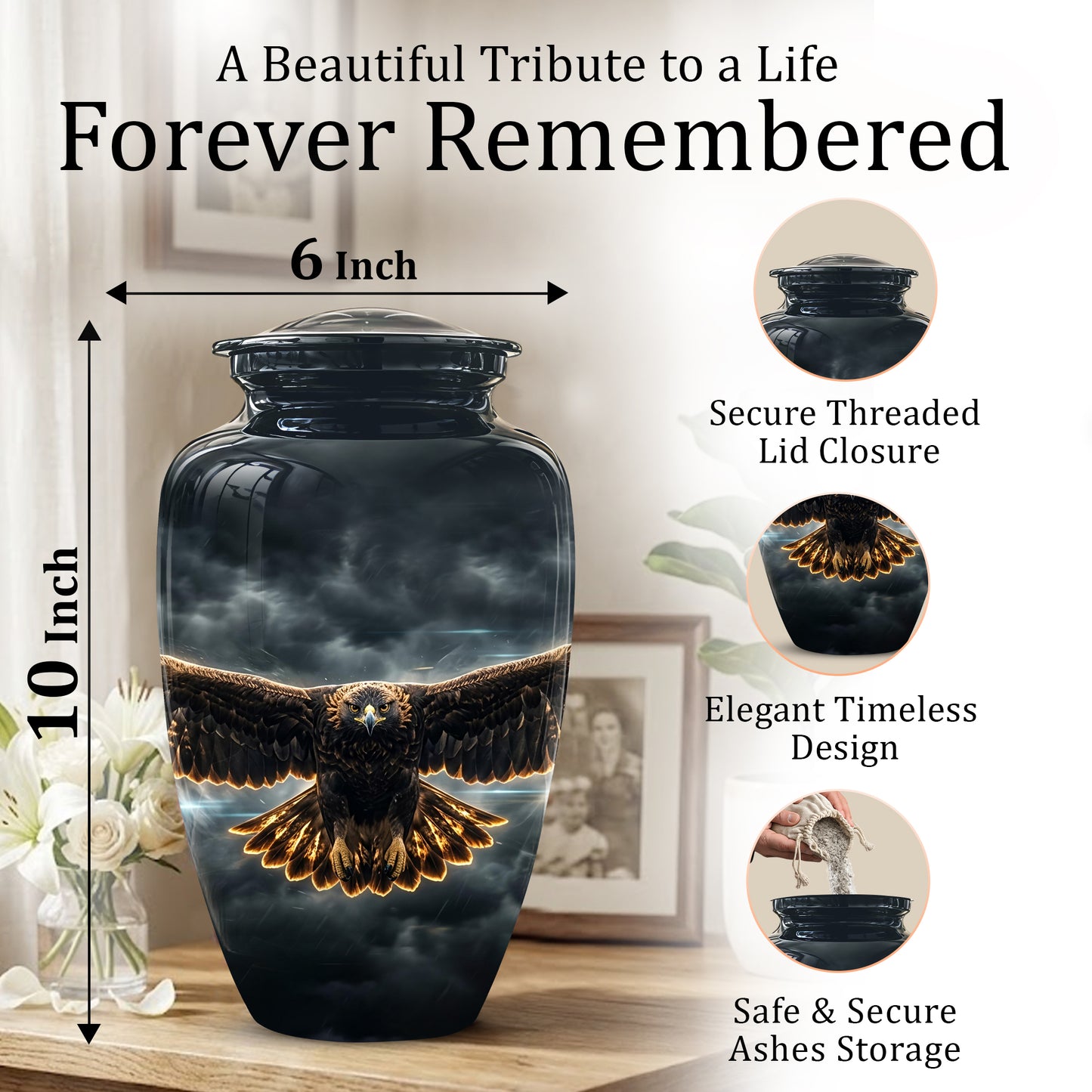 Flying Eagle Memorial Urn - Handcrafted Custom Urns For Human Ashes