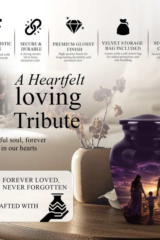 Father, Son & Mother Memorial Urn - Artistic Burial Urns For Human Ashes