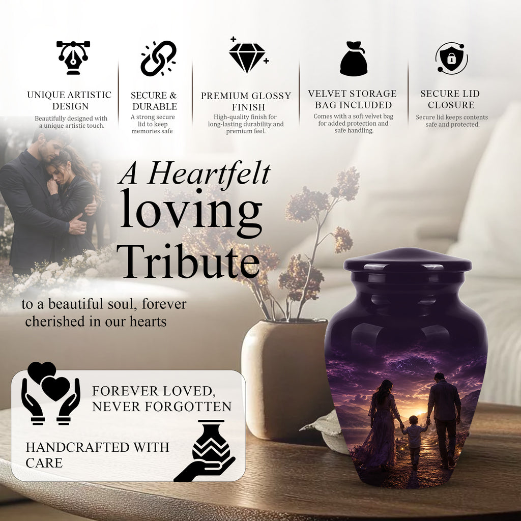 Father, Son & Mother Memorial Urn - Artistic Burial Urns For Human Ashes