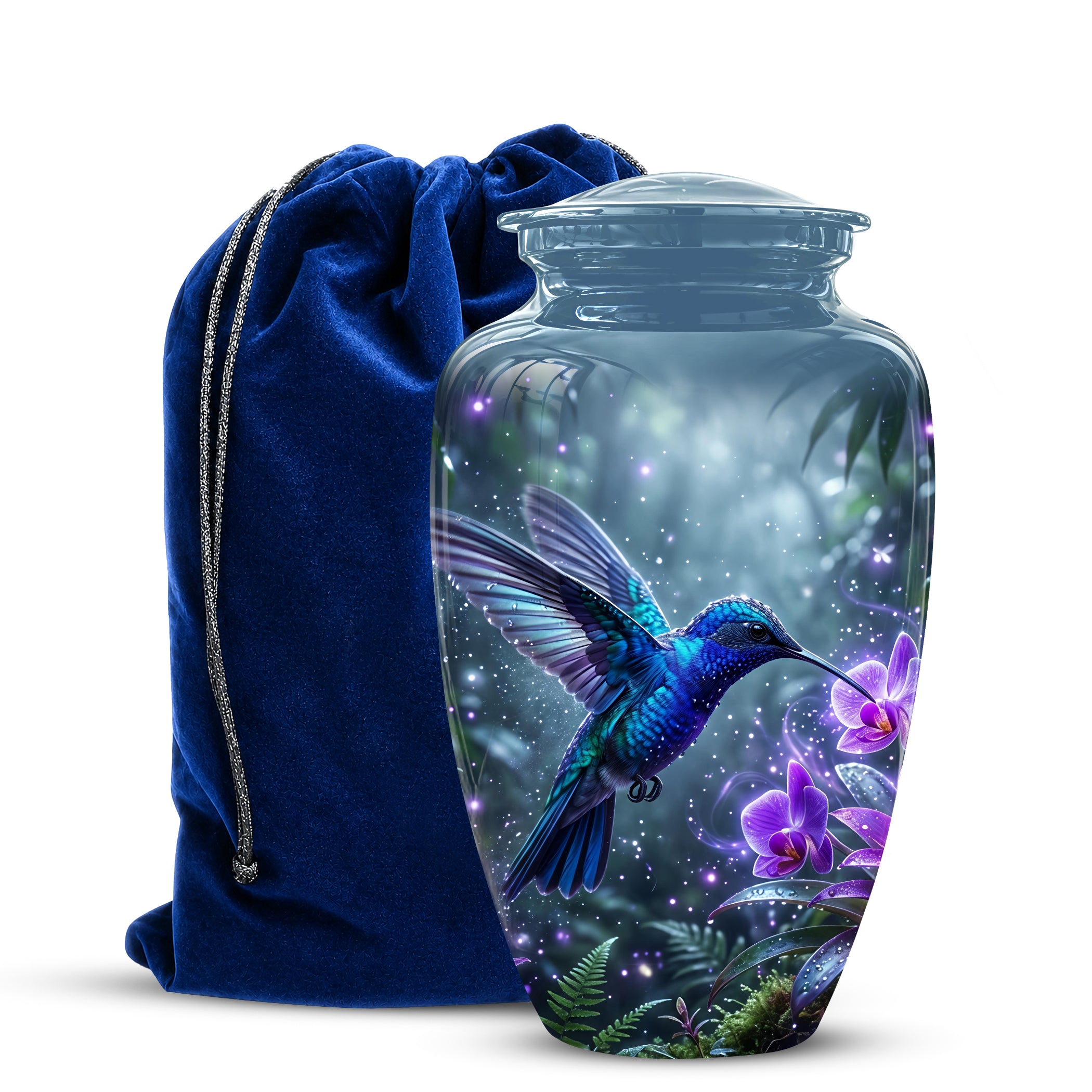 Flying Blue Hummingbird Urn - Majestic Memorial Urns For Human Ashes