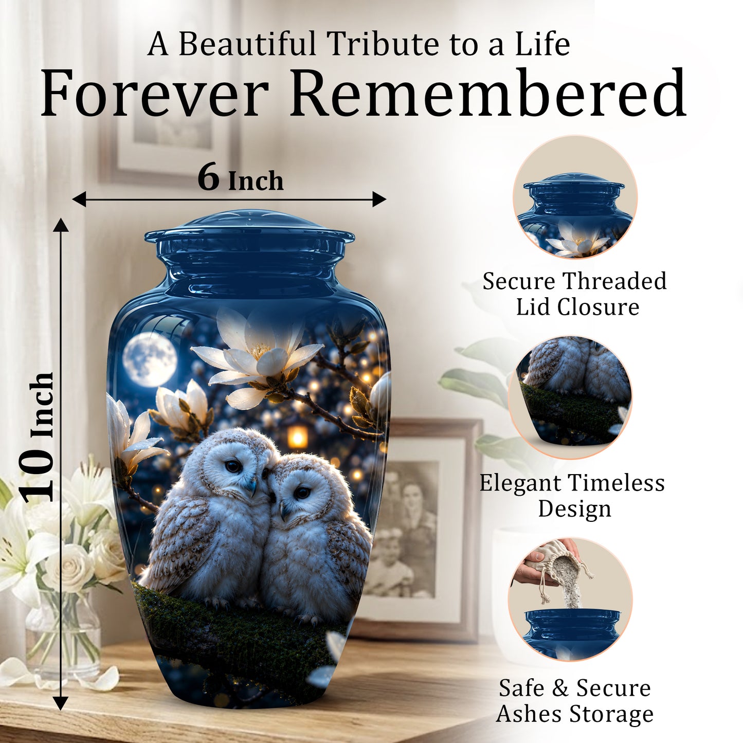 Owl Couple Cremation Urn - Beautiful Memorial Urns For Lover's Ashes
