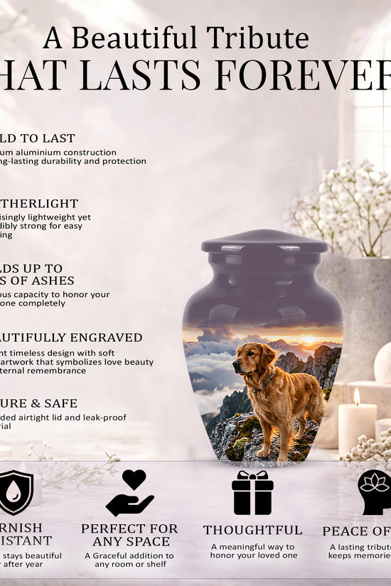 Golden Retriever Themed Urn - Handcrafted Custom Urn For Pet Dog Ashes