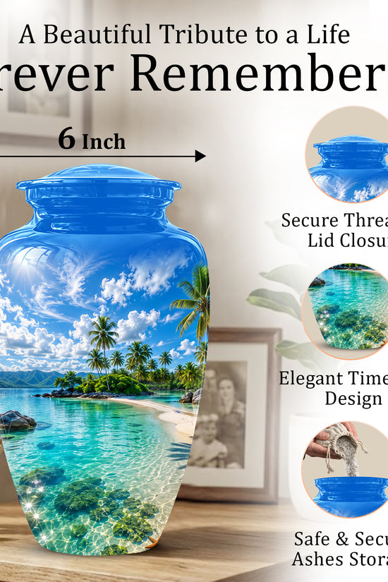 Beach Themed Burial Urn - Personalized Cremation Urns For Human Ashes