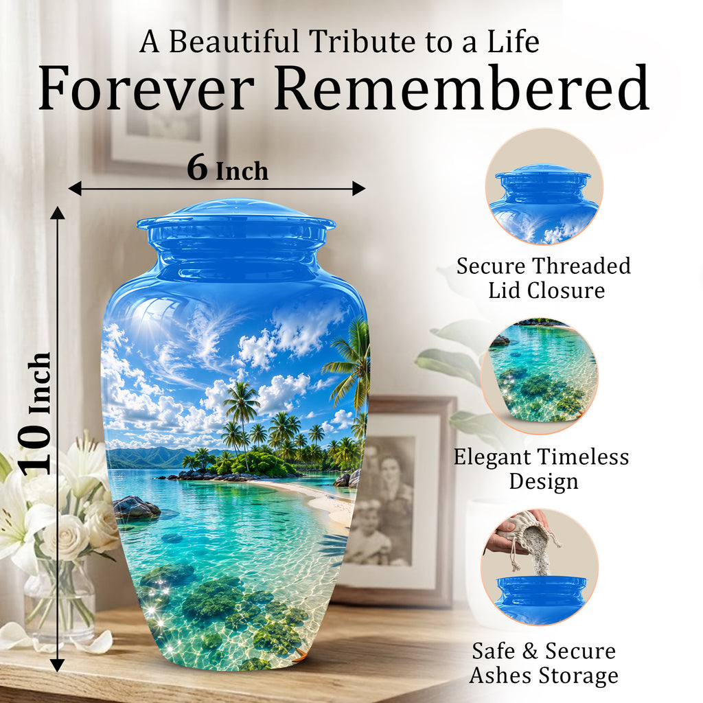 Beach Themed Burial Urn - Personalized Cremation Urns For Human Ashes