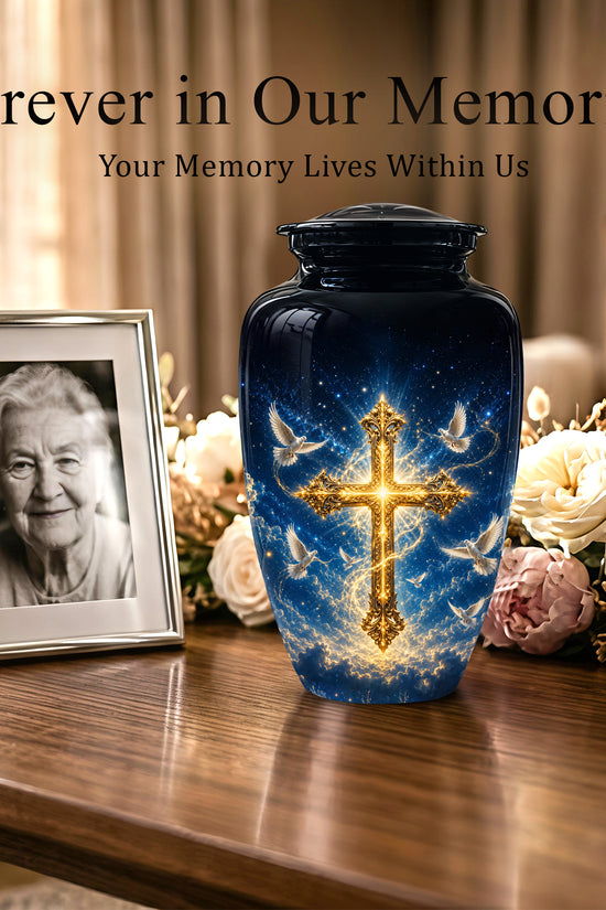 Golden Cross Cremation Urn – Celestial Urns For Men & Women Ashes