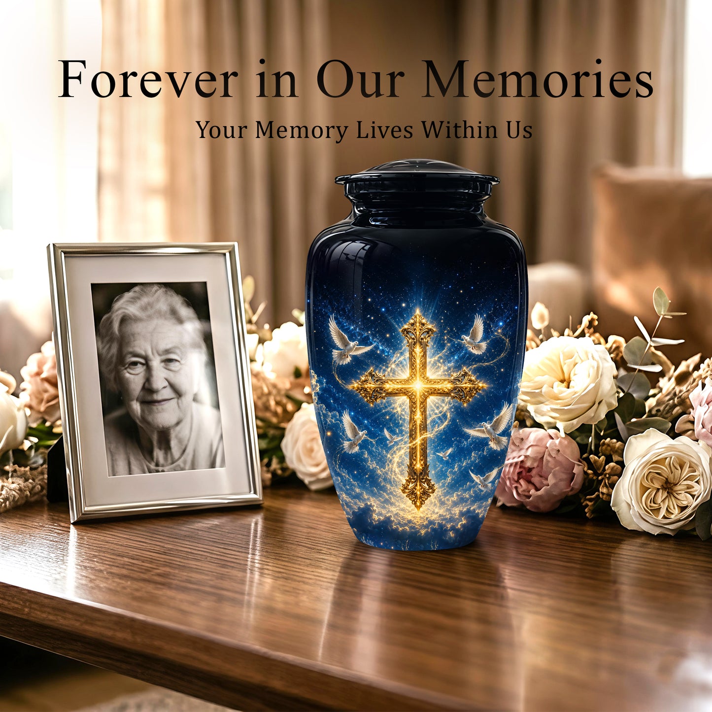 Golden Cross Cremation Urn – Celestial Urns For Men & Women Ashes