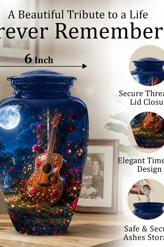 Starry Guitar Memorial Urn - Artistic Funeral Urns For Musicians Ashes