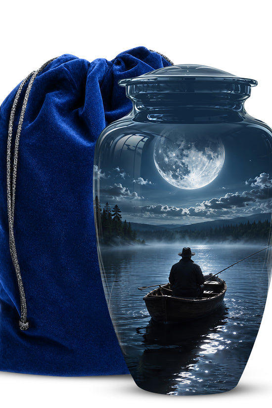 Fishing Memorial Urn - Affordable Night Fishing Themed Urns For Ashes